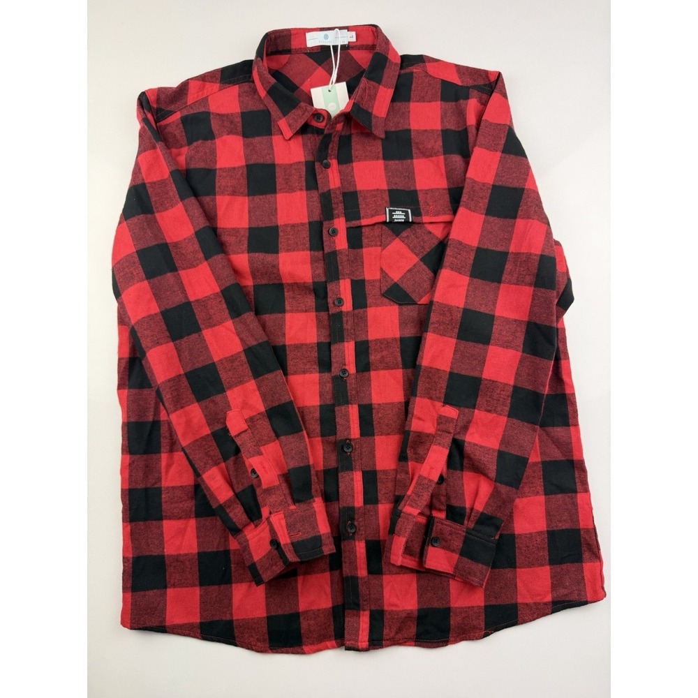 Krisimi Red Black Buffalo Plaid Flannel Shirt Jacket Men's Size‎ Large Skater
